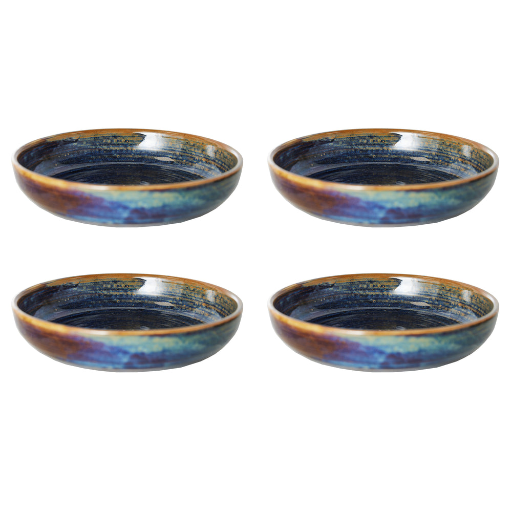 HKliving - Chef Ceramics Tiefer Teller (4er-Set) | Ø 21,5 cm / rustic blau