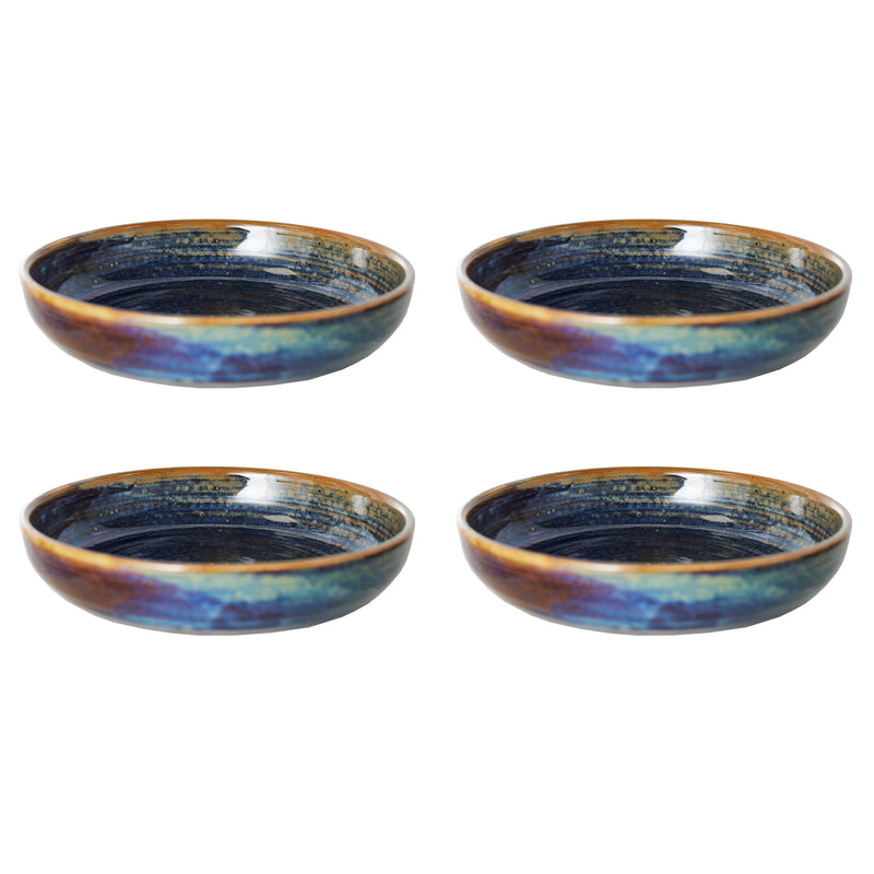 HKliving - Chef Ceramics Tiefer Teller (4er-Set) | Ø 21,5 cm / rustic blau