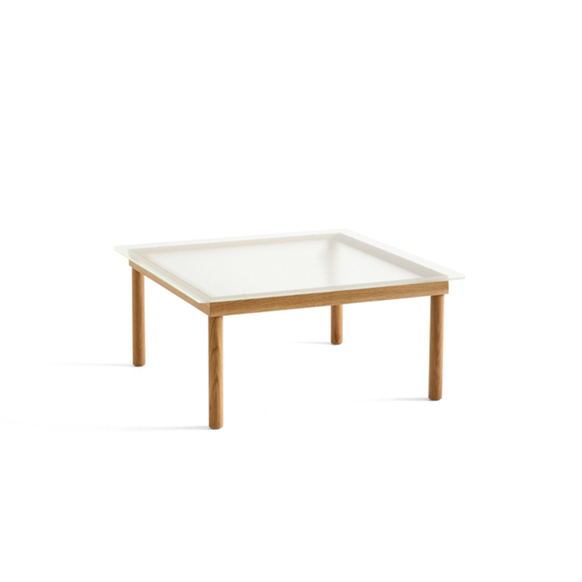 HAY - Kofi Couchtisch mit Glasplatte | 80 x 80 cm / eiche / klar geriffelt