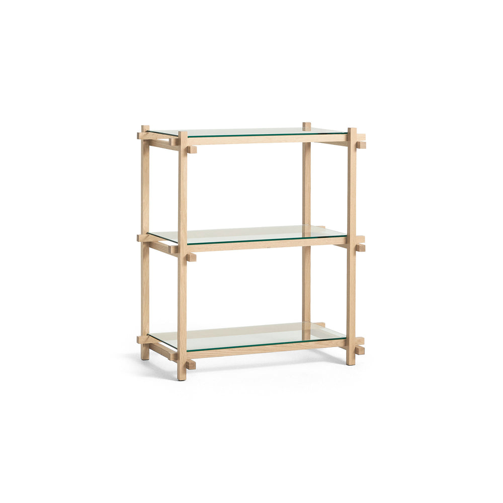 HAY - Woody Regal | Column low / clear glass / Eiche geseift