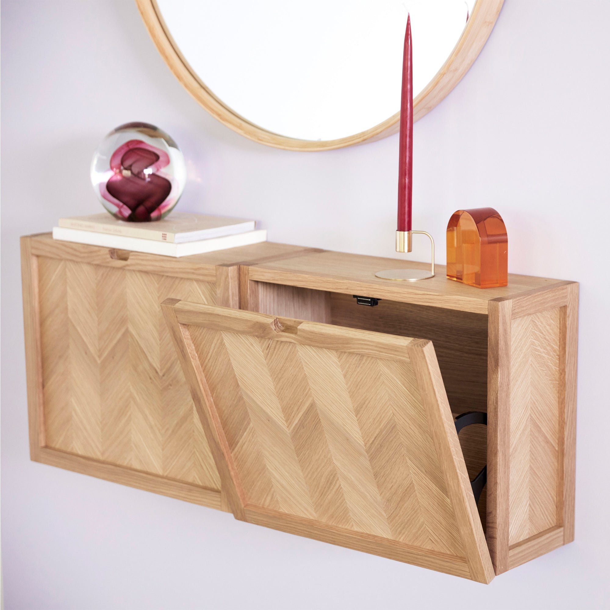 Hübsch Interior - Schuhschrank mit Fischgrätenoptik