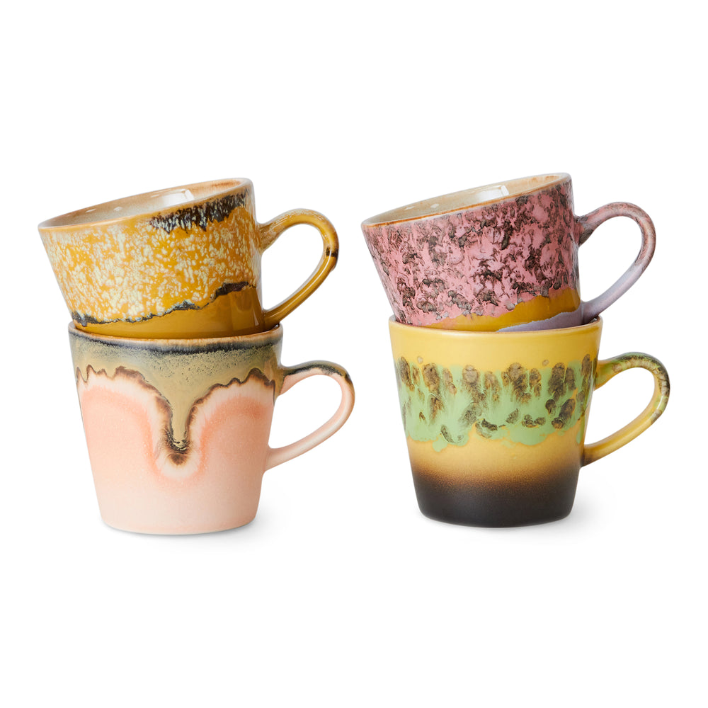 HKliving - 70's Americano Tassen 4er-Set | radiant