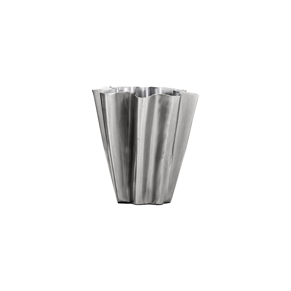 House Doctor - Flood Vase | Ø 12,5 x H 13 cm / gebürstetes silber-finish