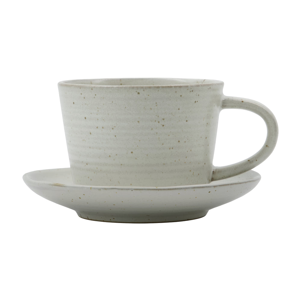 House Doctor - Pion Tasse mit Untersetzer | grau/weiß