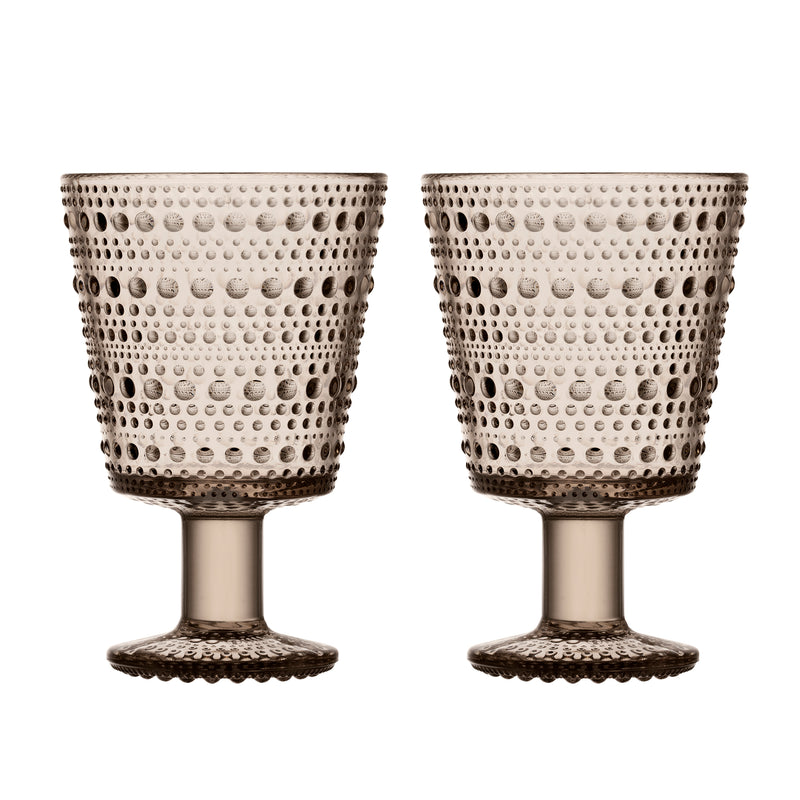Iittala - Kastehelmi Trinkglas mit Fuß | leinen