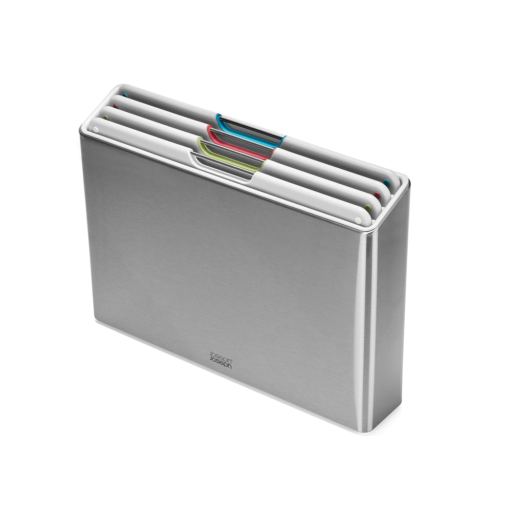 Joseph Joseph - Folio Steel Schneidebretter | 4-teilig / Edelstahl/light stone