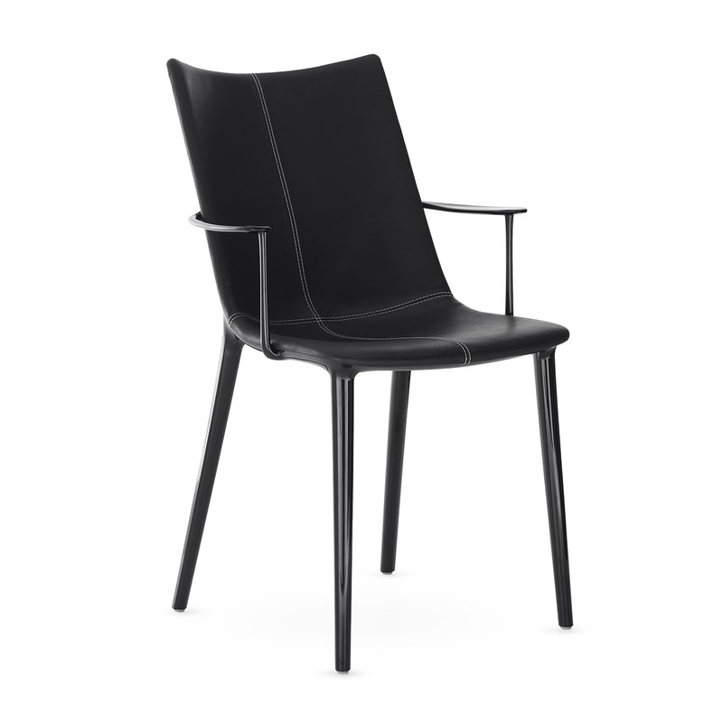 Kartell - H.H.H. Armlehnstuhl | schwarz / Leder schwarz