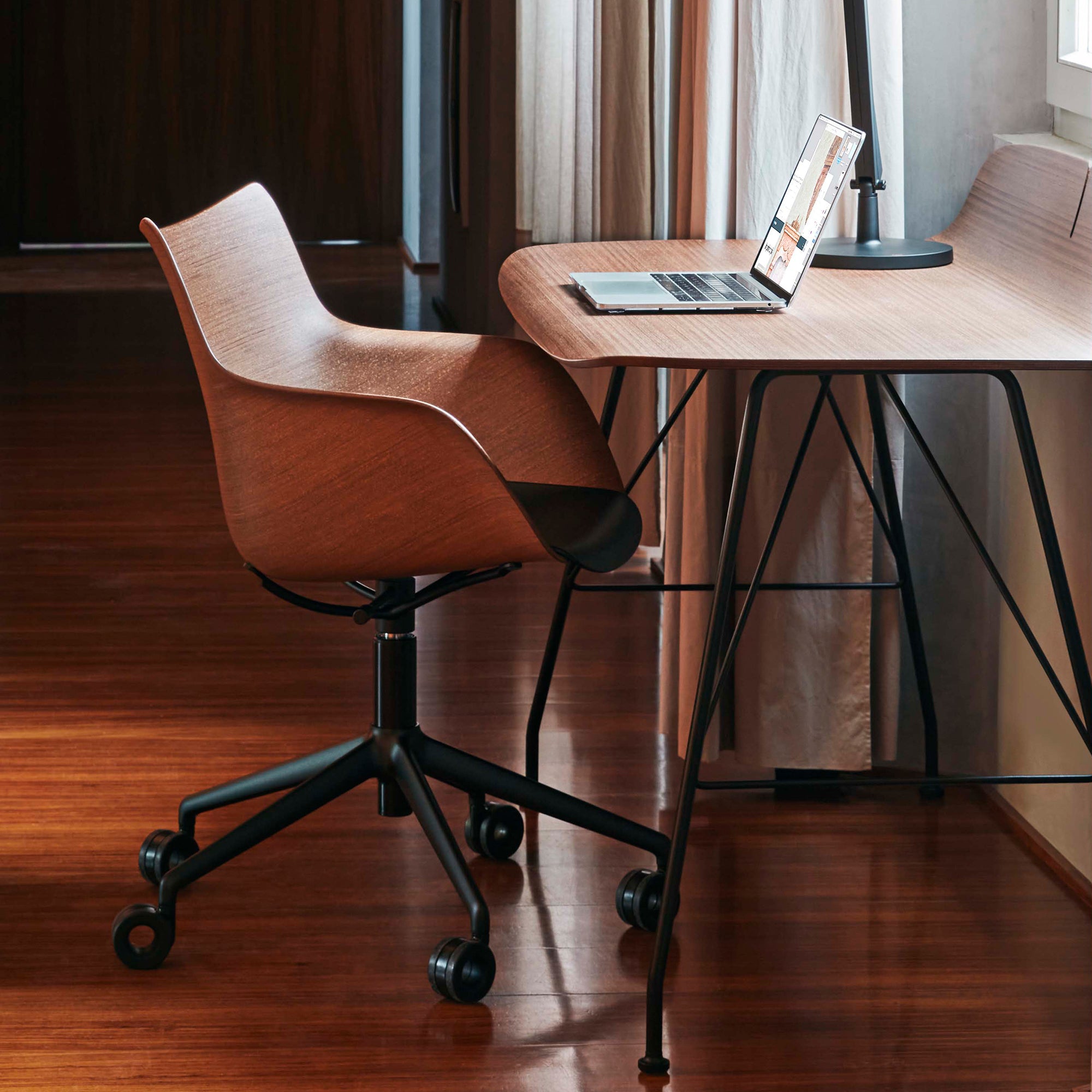 Kartell - Q/Wood Stuhl mit Rollen