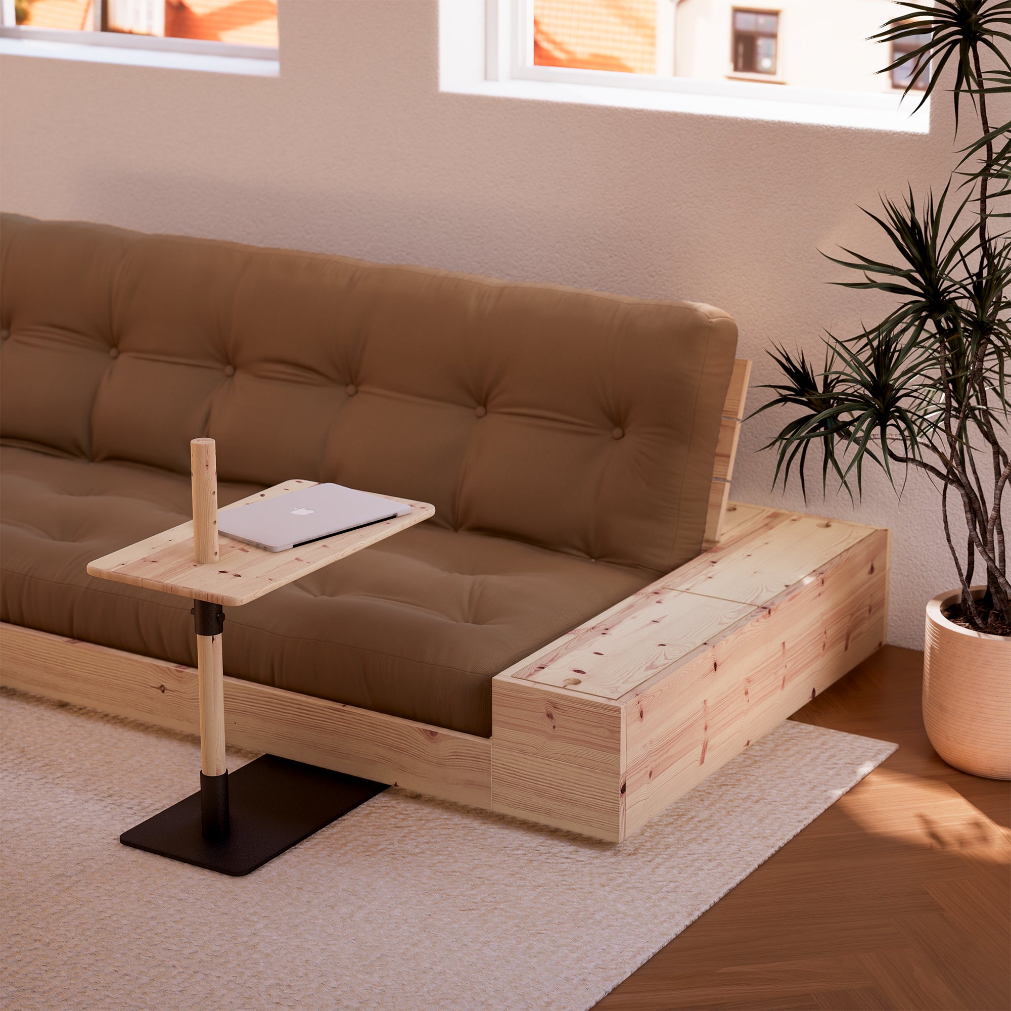 Karup Design - Base Schlafsofa mit Aufbewahrung | 510 Ivory / 101 clear lacquered, 511 Charcoal / 101 clear lacquered, 515 Fudge Brown / 101 clear lacquered, 517 Royal Blue / 101 clear lacquered, 701 Natural / 101 clear lacquered, 747 Beige / 101 clear lacquered, 914 Linen / 101 clear lacquered, 734 Dark Grey / 101 clear lacquered