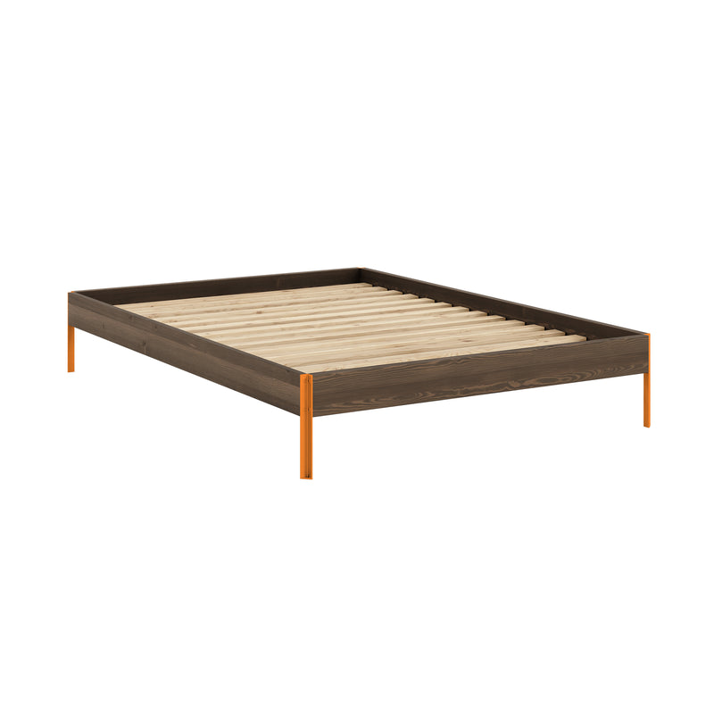 Karup Design - Core Bett | 140 x 200 cm / Kiefer carobbraun / solar orange