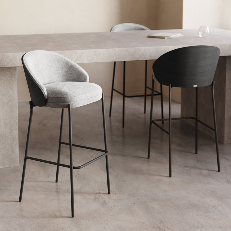 Kave Home - Eamy Barhocker | Hellgrau / Esche schwarz