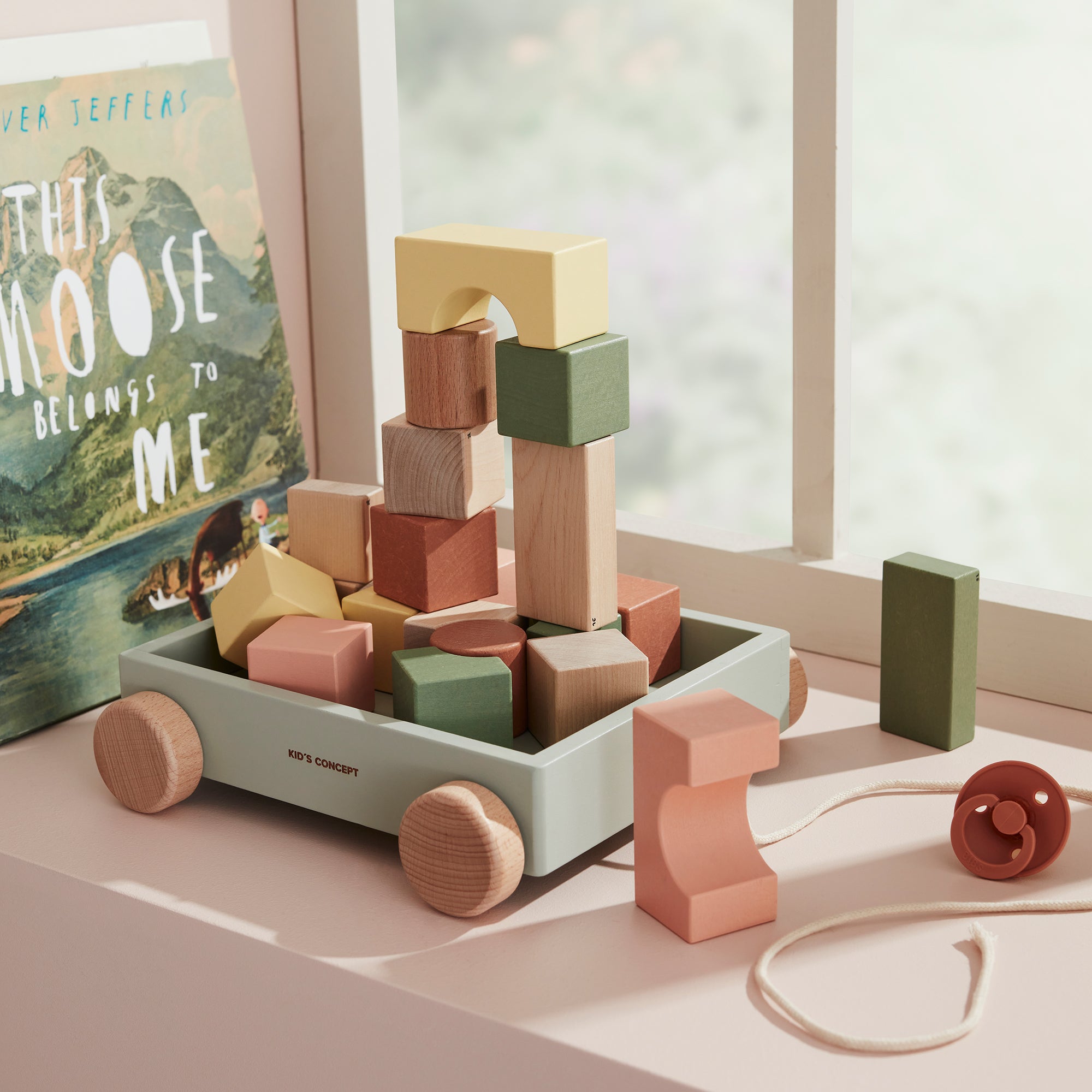 Kids Concept - Edvin Wagen mit Holzklötzen