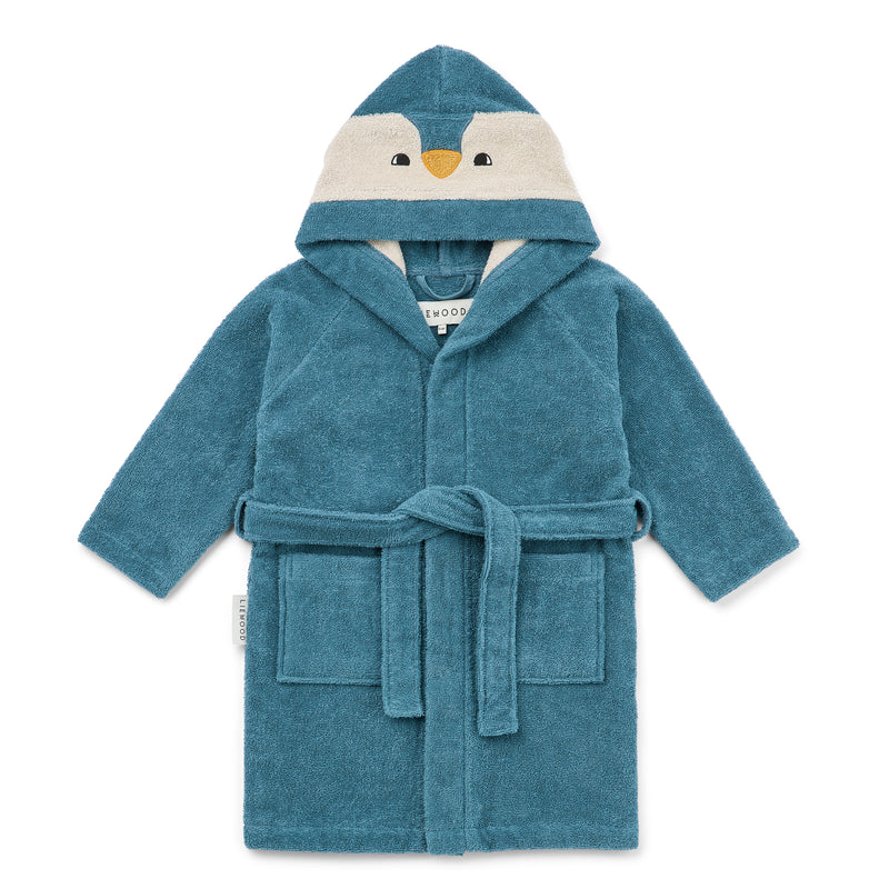 LIEWOOD - Lily Bademantel | 1 - 2 Jahre / Pinguin/oceanview mix