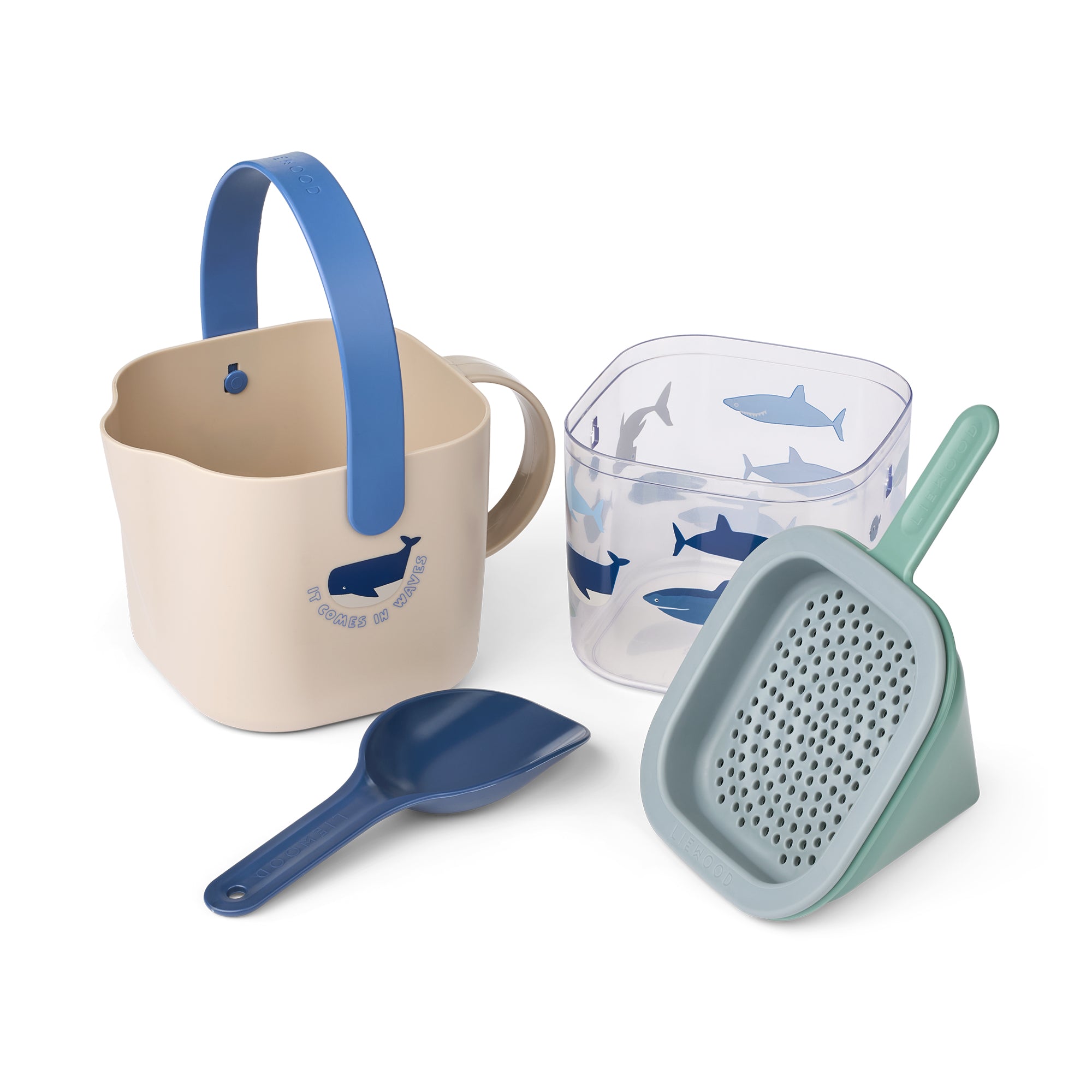LIEWOOD - Roald Sandkasten-Set | shark/dove blue