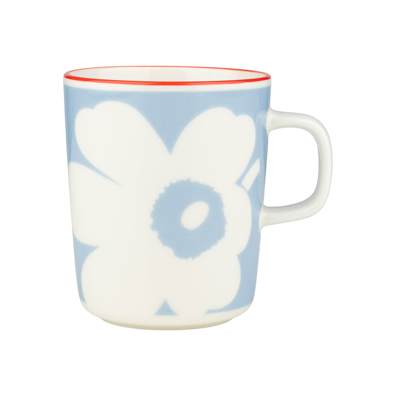 Marimekko - Oiva Juhla Unikko Becher mit Henkel | 1 Stück / white/lt.blue/orange red