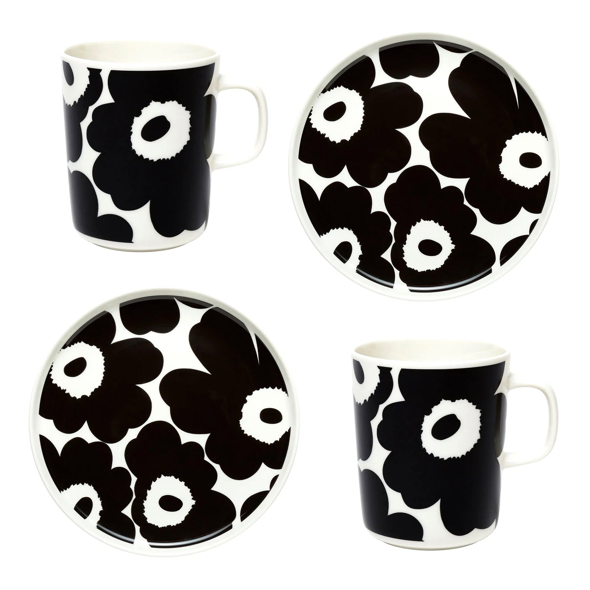 Marimekko - Oiva Unikko Geschirr-Set | schwarz/weiß
