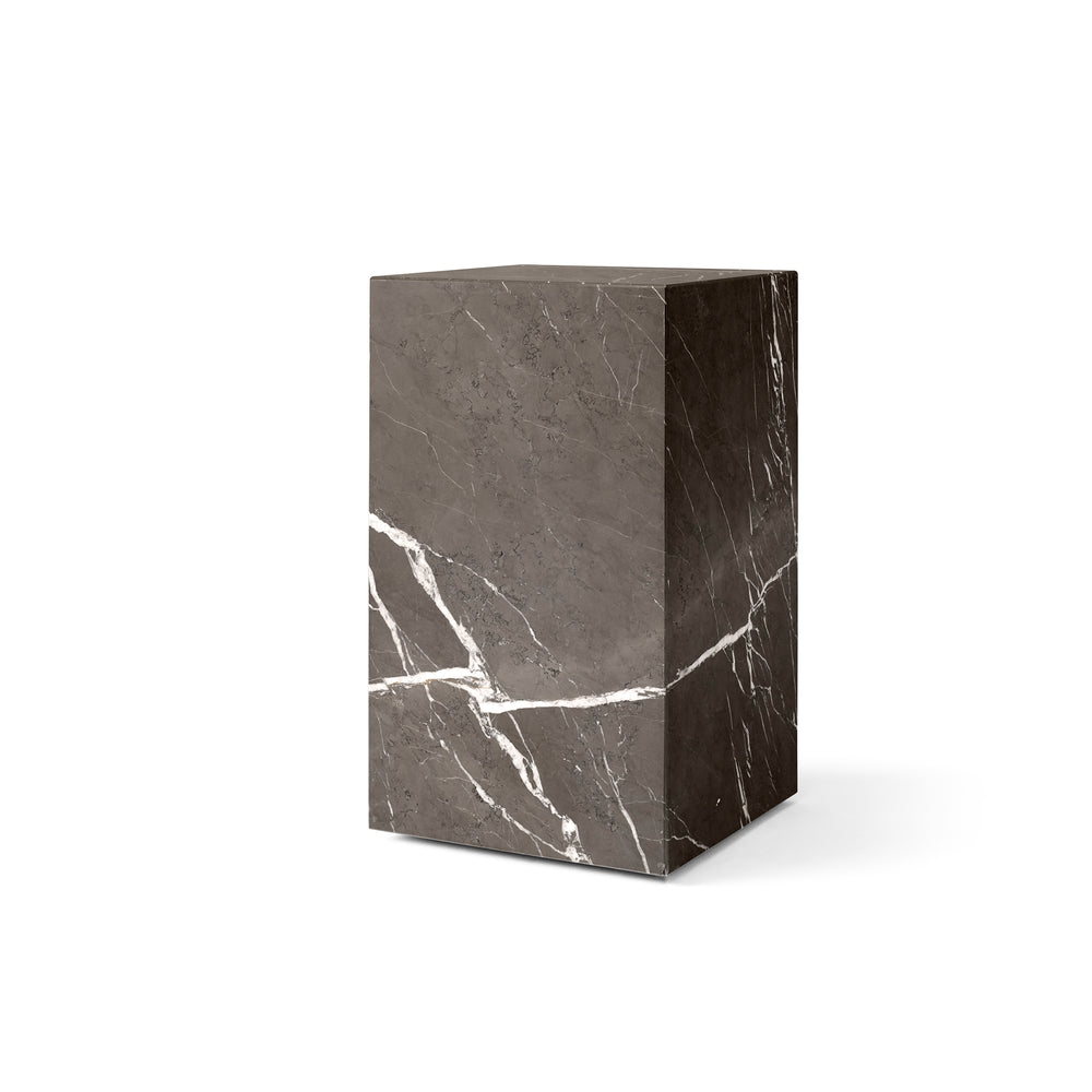 Audo - Plinth Beistelltisch | tall / braun-grauer Marmor