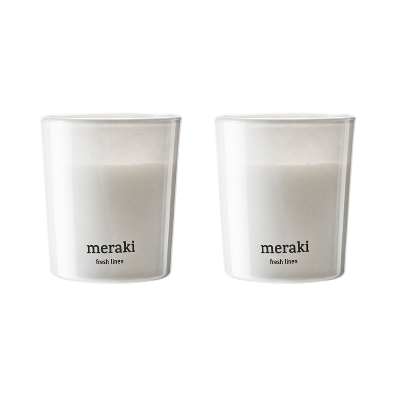 Meraki - Duftkerze | 2er-Set / Ø 6 cm / Fresh linen