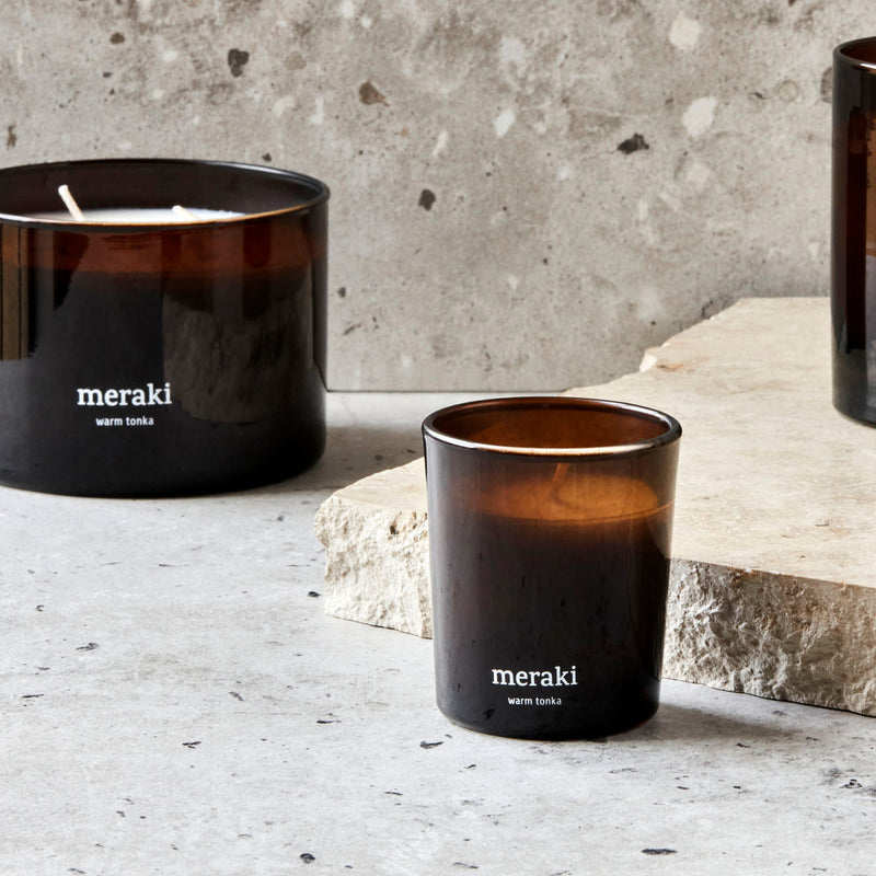 Meraki - Duftkerze | 2er-Set / Ø 6 cm / Warm tonka