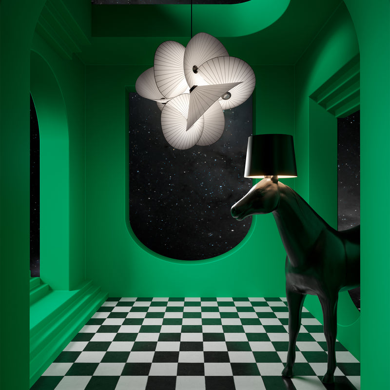 Moooi - Serpentine Pendelleuchte 8, weiß / schwarz