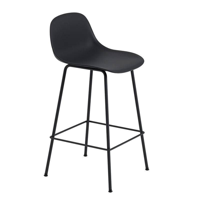 Muuto - Fiber Barhocker Tube Base | ohne Bezug / mit Rückenlehne