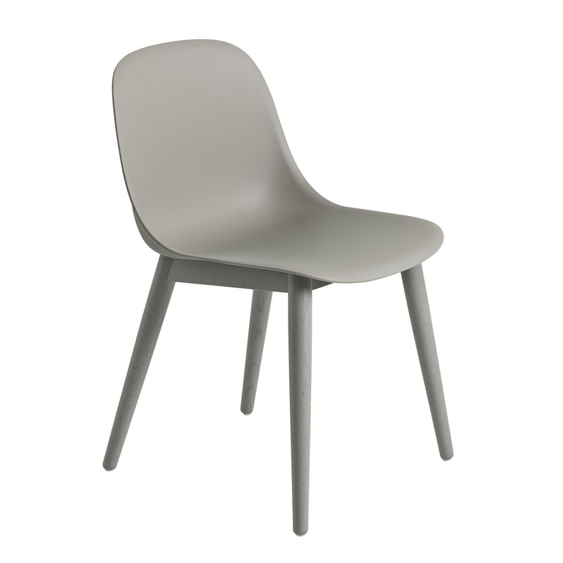 Muuto - Fiber Side Chair Wood Base | grau recycled / grau