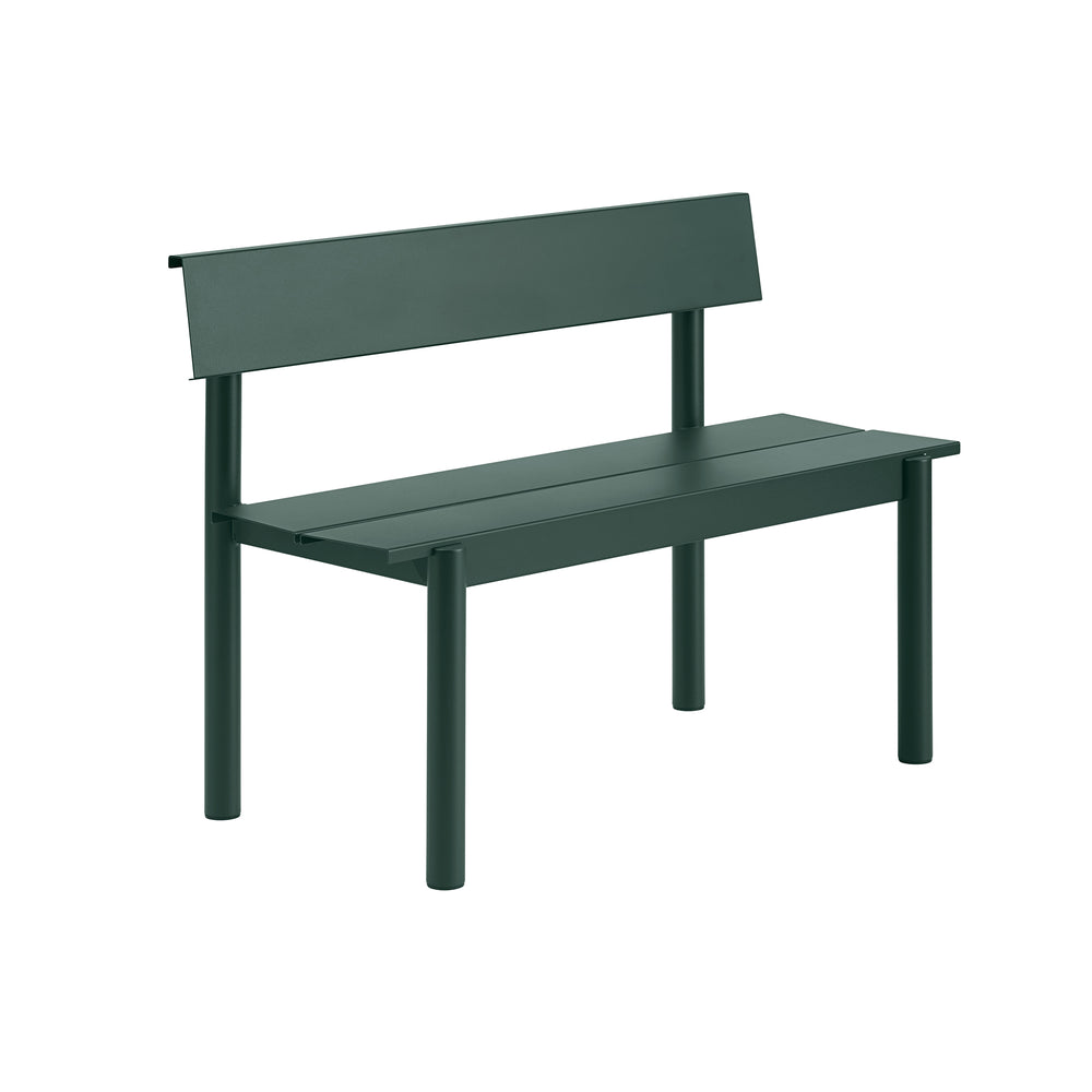 Muuto - Linear Steel Bank mit Rückenlehne | 110 cm / dark green