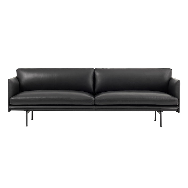 Muuto - Outline Sofa 3-Sitzer | Refine Leather schwarz / schwarz