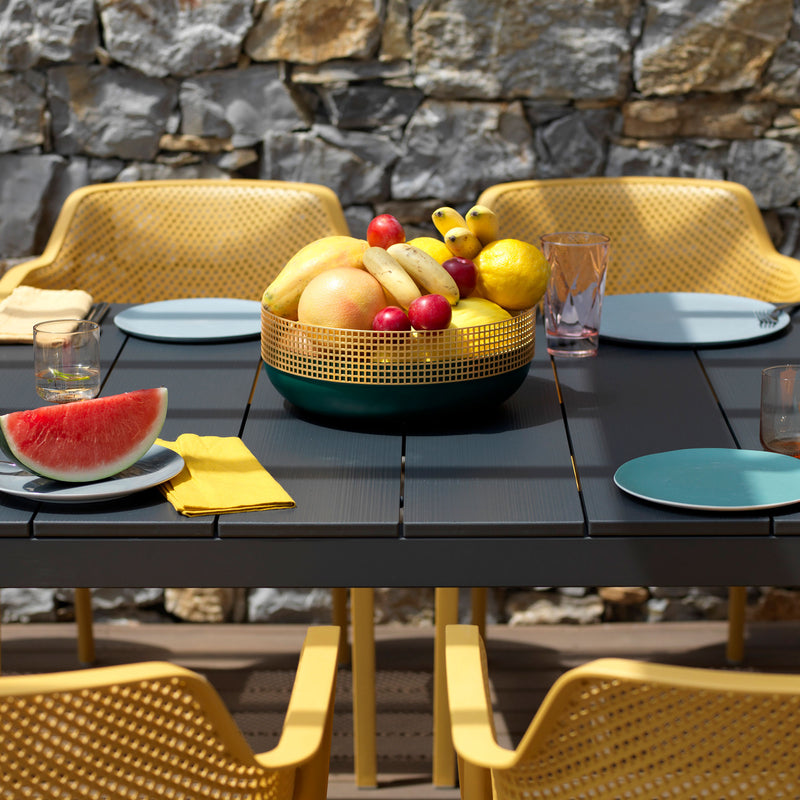 Nardi - Rio Alu Ausziehtisch 140 + Net Bank + 2x Net Armlehnstuhl