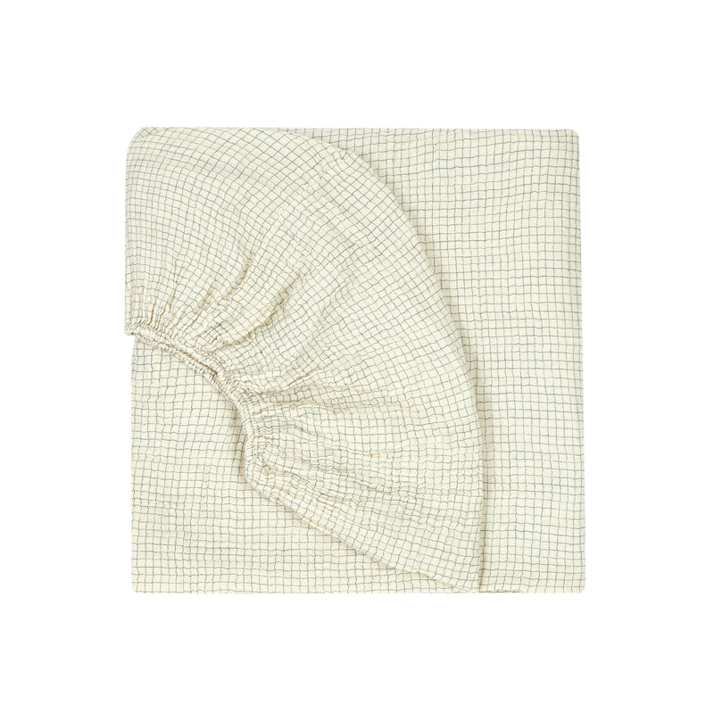 Nobodinoz - Wabi Sabi Spannbettlaken | blue grid