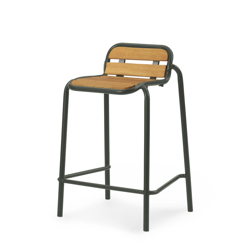 Normann Copenhagen - Vig Outdoor Barstuhl | Robinie natur / H 65 cm / dunkelgrün