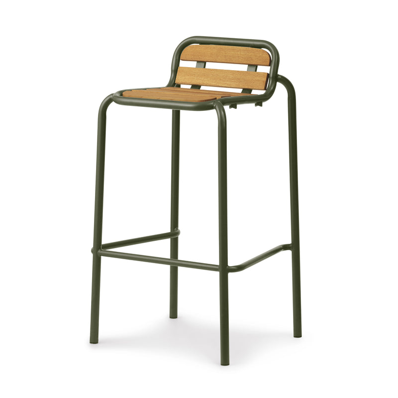 Normann Copenhagen - Vig Outdoor Barstuhl | Robinie natur / H 75 cm / dunkelgrün