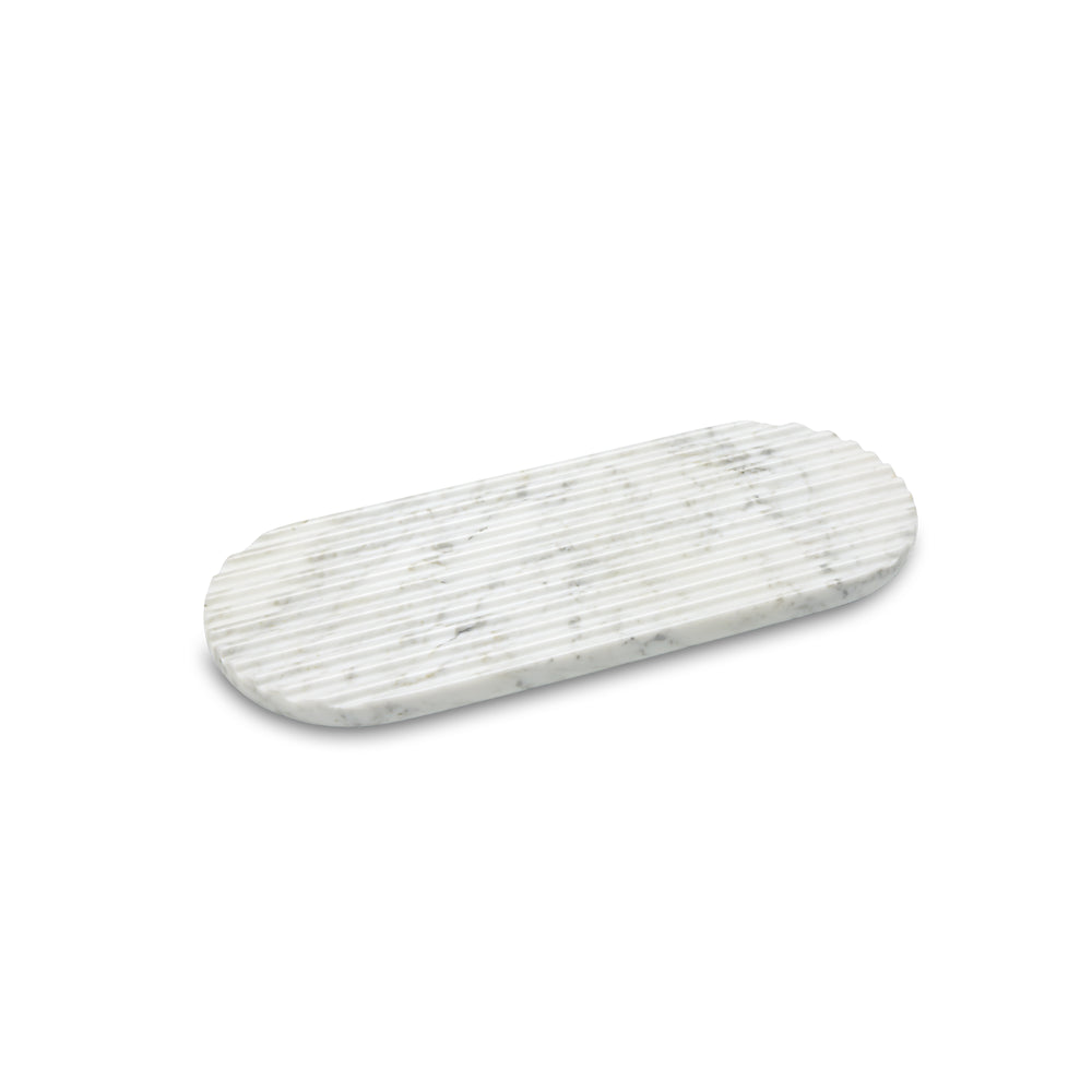 Northern - Podium Servierbrett | L 40 cm / Marmor mixed white