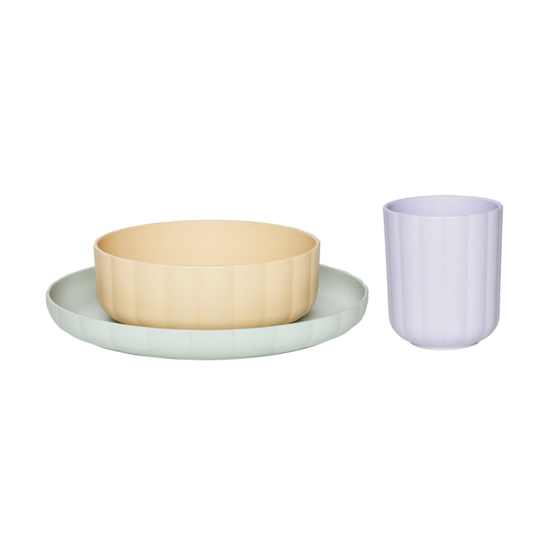 OYOY Mini - Pullo Kindergeschirr-Set | pale mint/vanilla/lavender