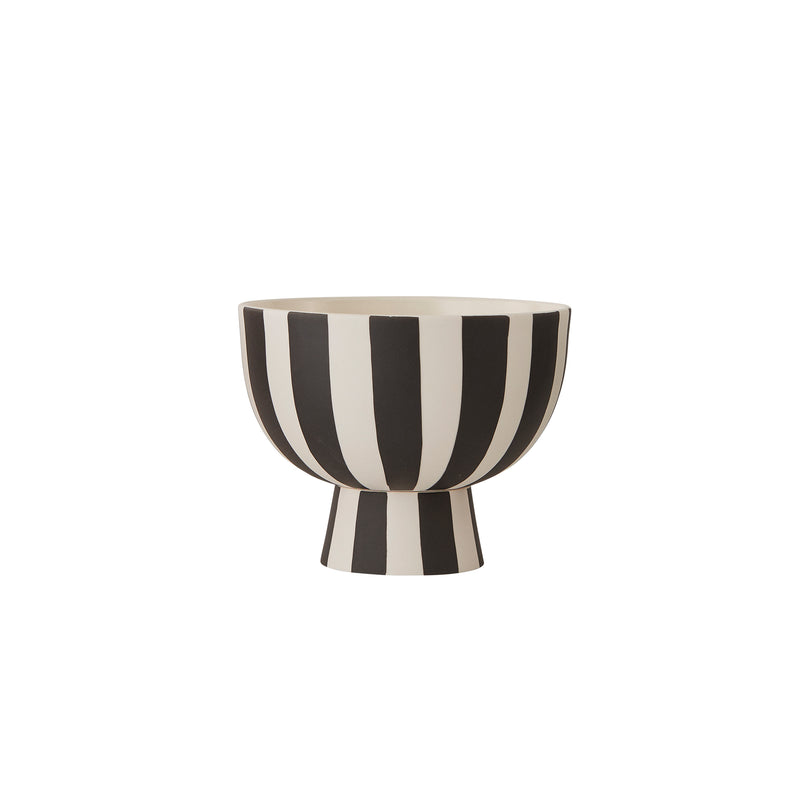 OYOY - Toppu Schale mit Fuß | Ø 12,5 x H 10 cm / weiß/schwarz