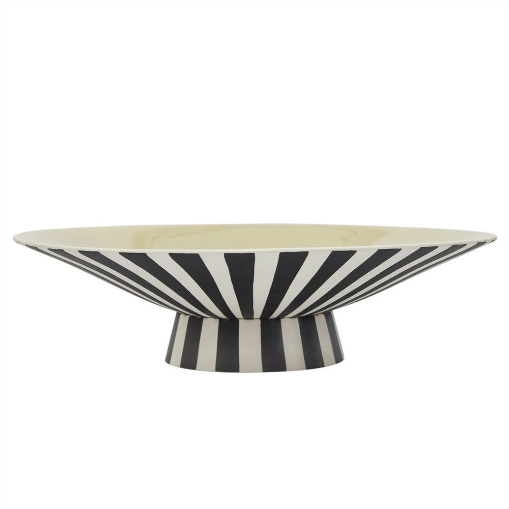 OYOY - Toppu Centerpiece Dekoschale mit Fuß | Ø 38 x H 11 cm / vanille/schwarz/weiß