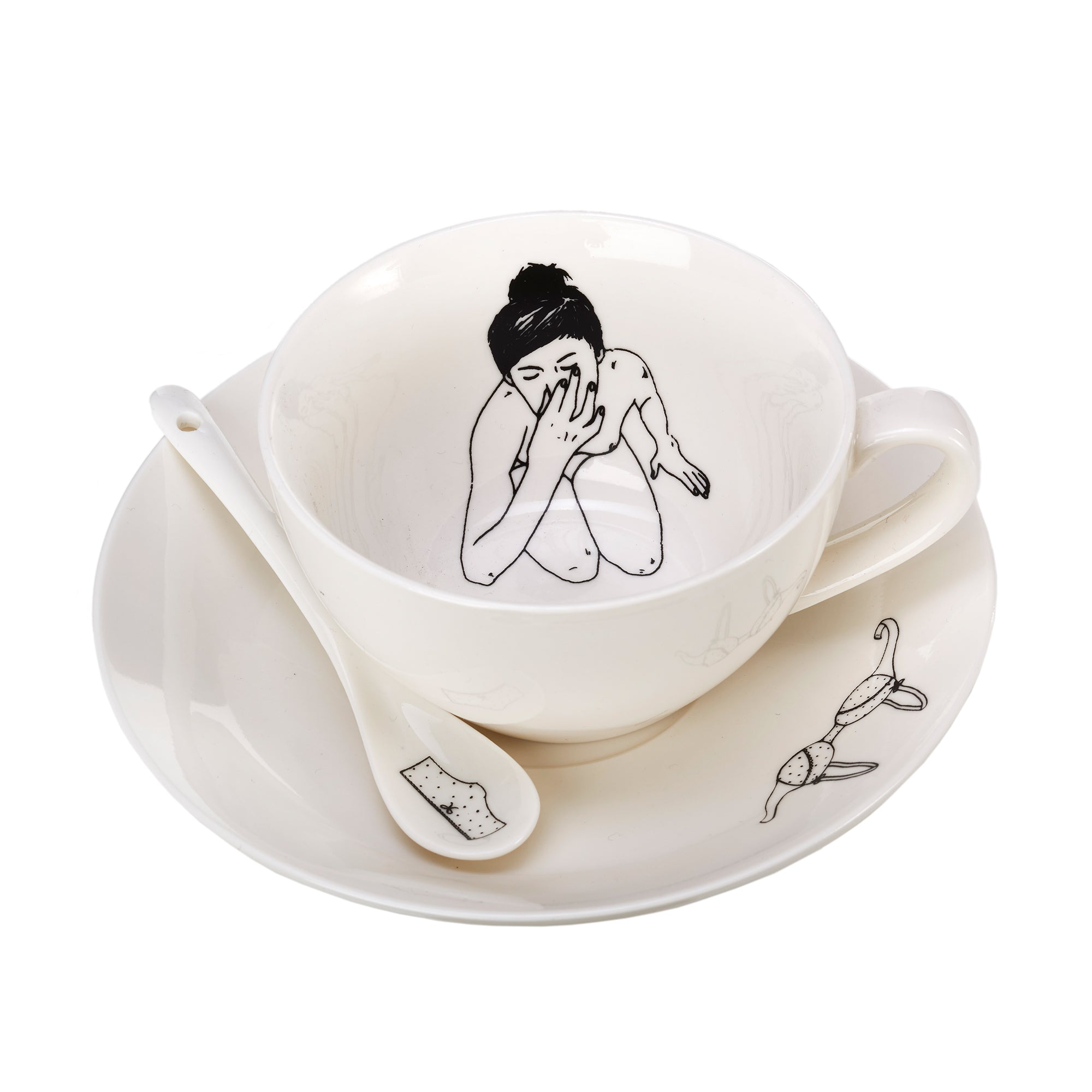 POLSPOTTEN - Undressed Tasse mit Untertasse