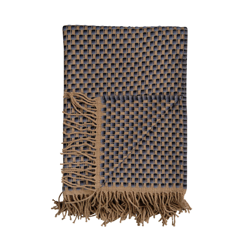 Røros Tweed - Isak Wolldecke | blau/beige