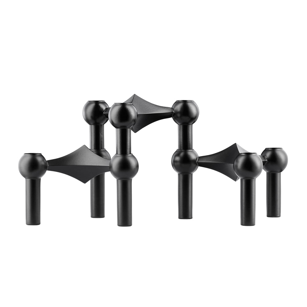 Stoff Nagel - Kerzenhalter | 3er-Set / schwarz