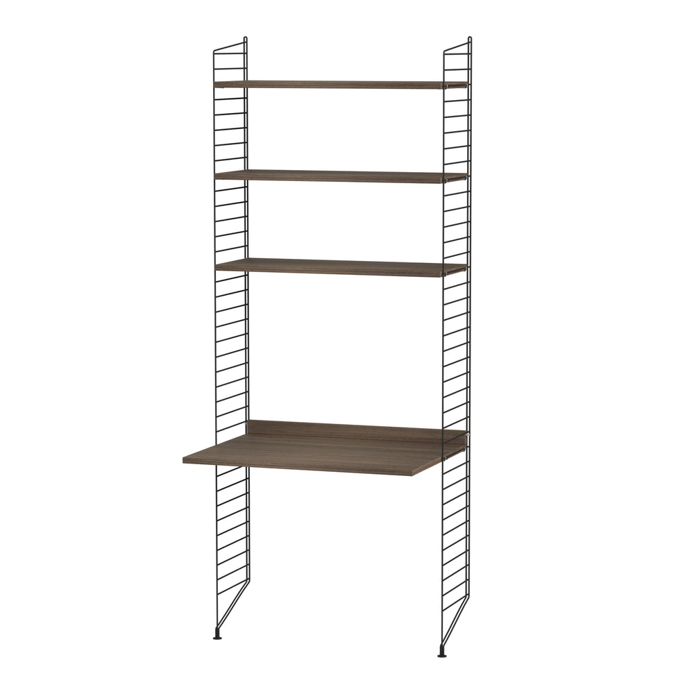 String - Arbeitsplatzkombination | 78 x 200 x 30 cm / Walnuss/schwarz