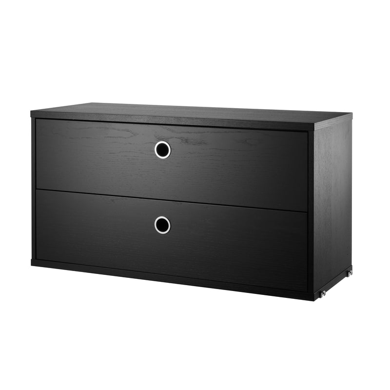 String - Schrankmodul mit Schubladen | 78 x 30 cm / Esche schwarz gebeizt