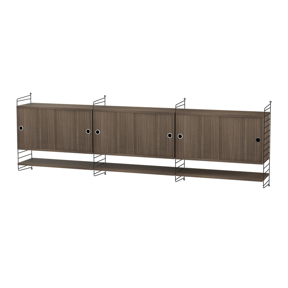 String - Wandschrank | 240 x 75 x 30 cm / Walnuss/schwarz