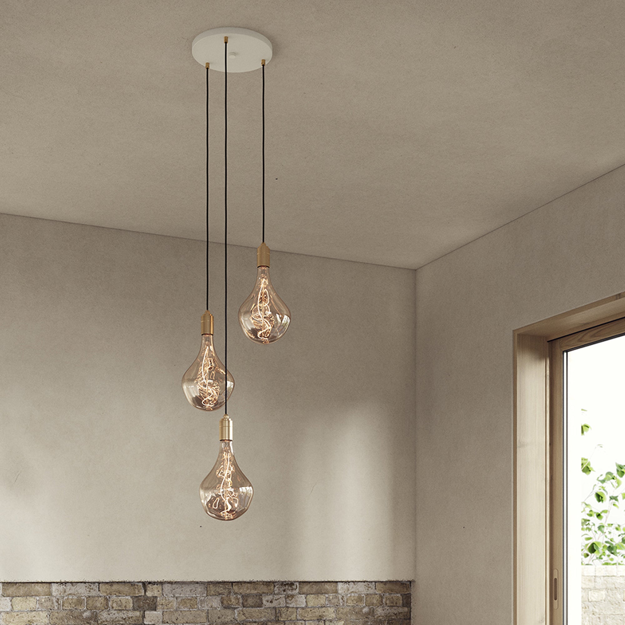 Tala - Triple Pendelleuchte Set | Brass / weiß / Messing