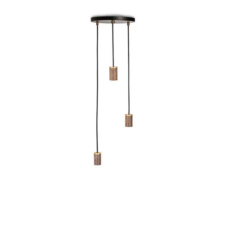 Tala - Triple Pendelleuchte | schwarz / Walnuss / Messing