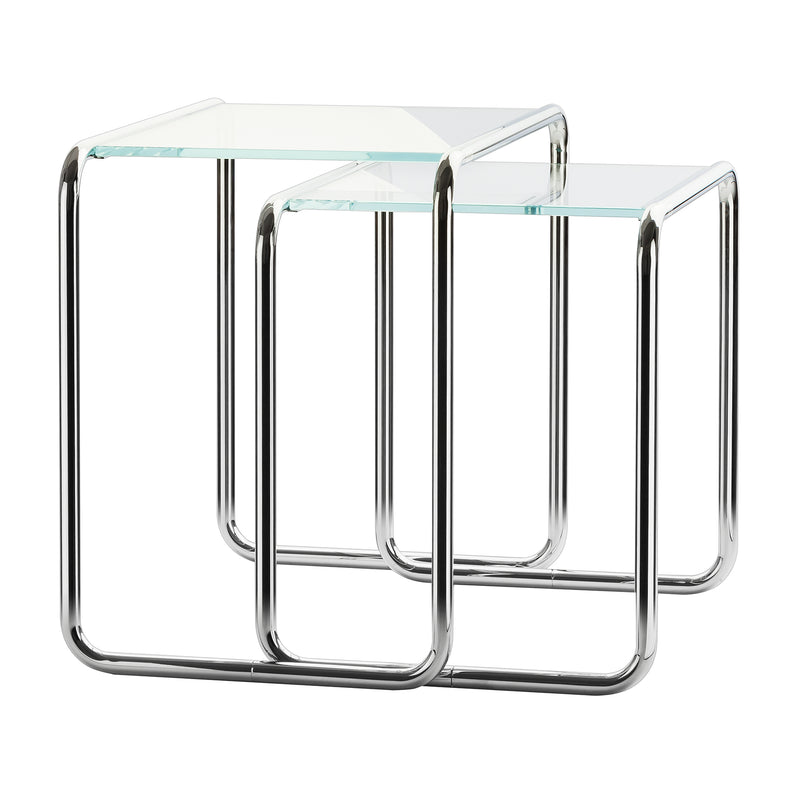 Thonet - B 9 Beistelltisch | a + b Set / Glas opalweiß in Diamantschliff