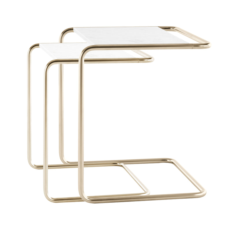 Thonet - JS. THONET by Jil Sander B 97 Beistelltisch | Marmor glacier / Nickelsilver