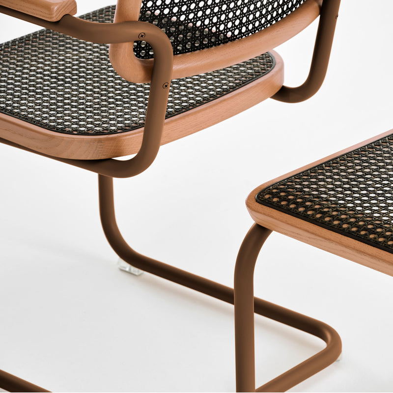 Thonet - S 64 V Freischwinger | Geflecht dark / Eiche gebeizt / rosenholz