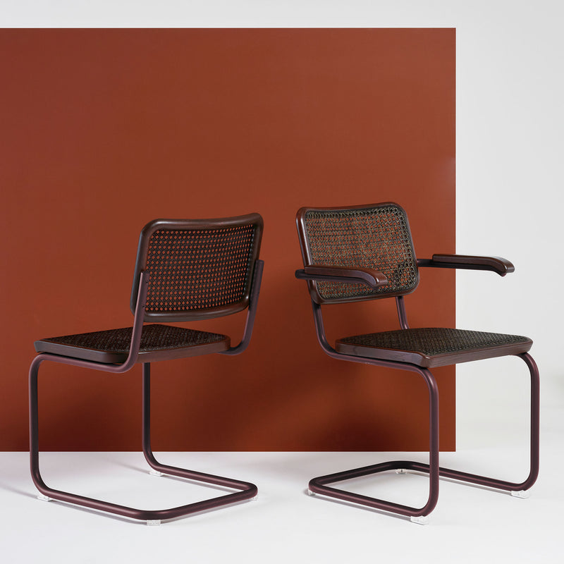 Thonet - S 64 V Freischwinger | Geflecht dark / Eiche gebeizt / kastanie