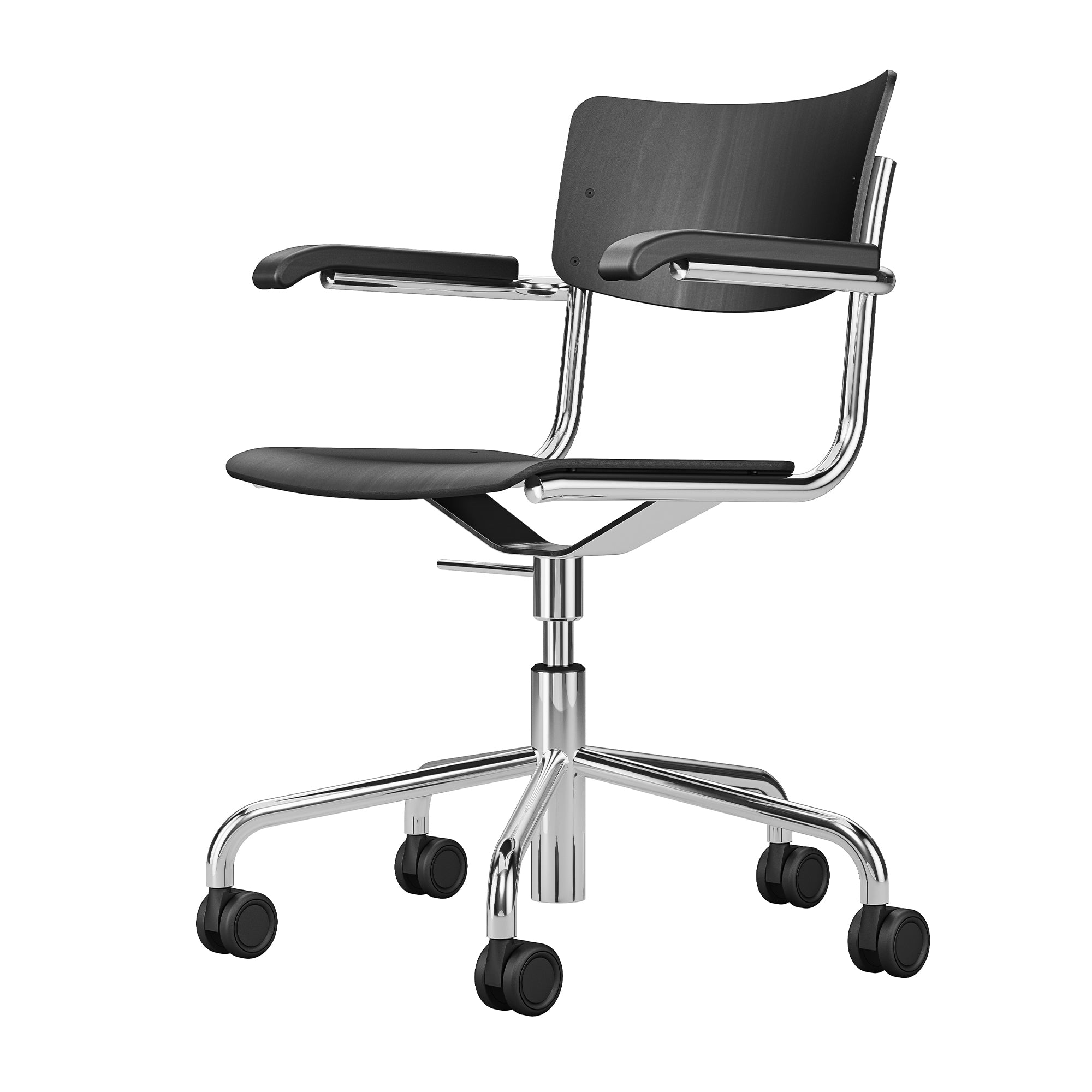 Thonet - S 43 FDR Bürostuhl | Buche schwarz gebeizt / Chrom