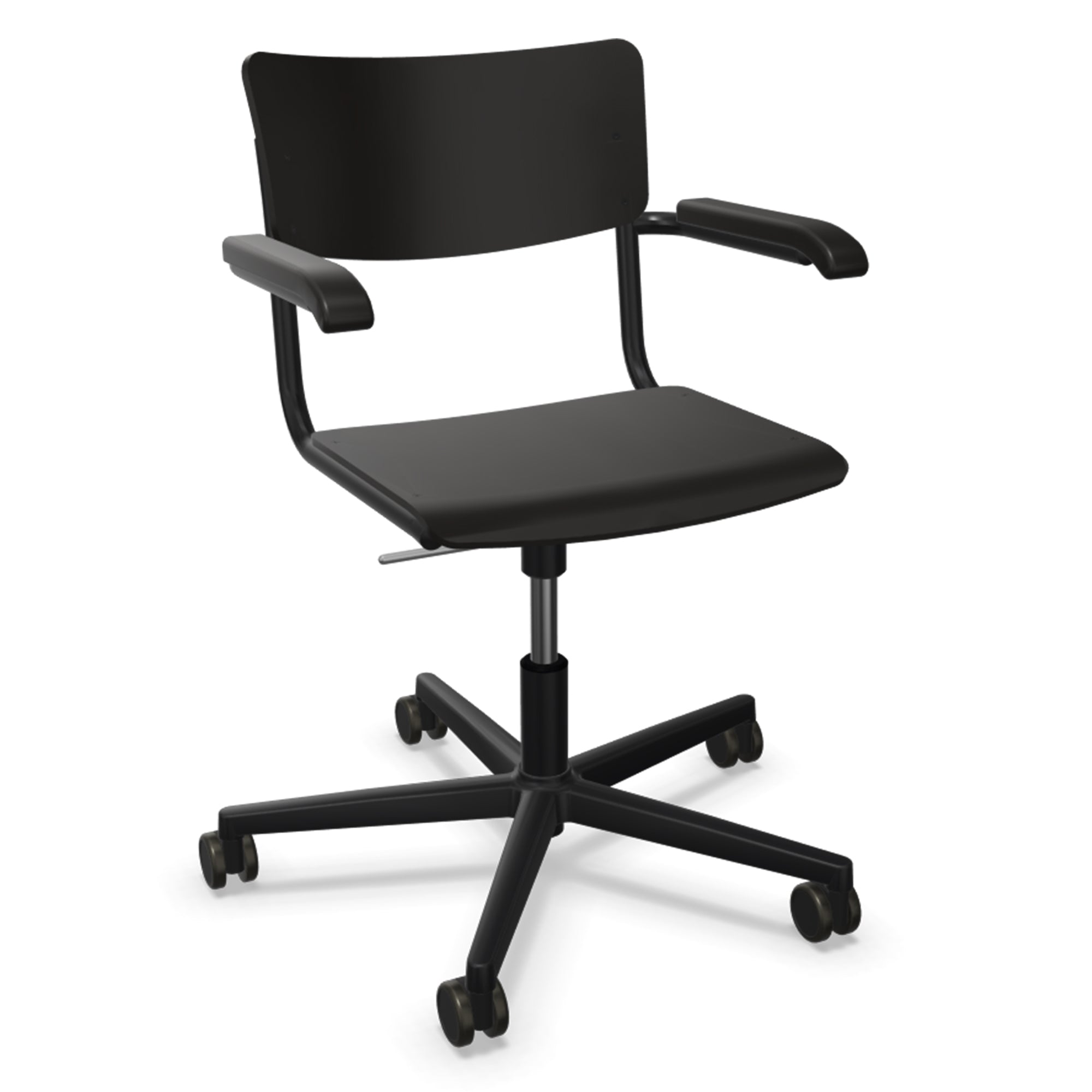 Thonet - S 43 FDR Bürostuhl | Buche schwarz gebeizt / Alu schwarz
